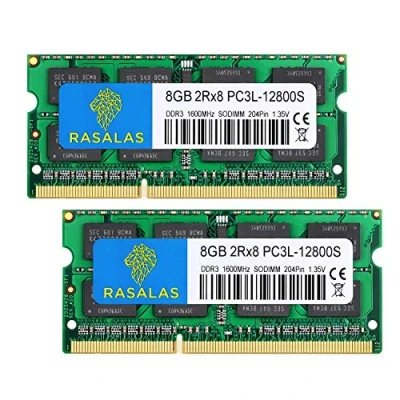 Image of Rasalas DDR3 16GB Kit (2x8GB) 1600MHz PC3L 12800S Non ECC Unbuffered 1.35V CL11 2Rx8 Dual Rank SODIMM Laptop Memory Ram