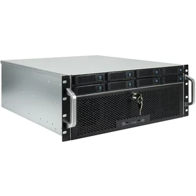 Image of Inter Tech Rack Mount 8 Hot Swap Racks Storage Enclosure, 4U 4708, for Desktop, with 4x 80mm Fans and 2x SFF 6843 Ports