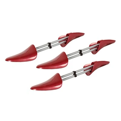 Image of Kaps 3 pairs of quality shaping plastic shoe trees with spring mens shape, UK 6 12 / EU 40 46, Red
