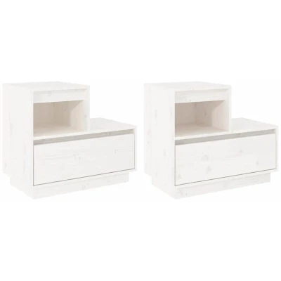Image of vidaXL Bedside Cabinets 2 pcs White 60x34x51 cm Solid Wood Pine