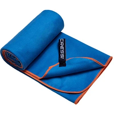 Image of Cressi Unisex Fast Drying Microfibre Towel, Light Blue/Orange, 80x160 UK