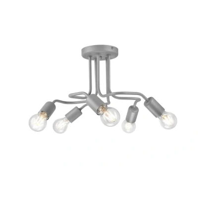 Image of Charlie Multi Arm Semi Flush Ceiling Light Silver, 5x E27