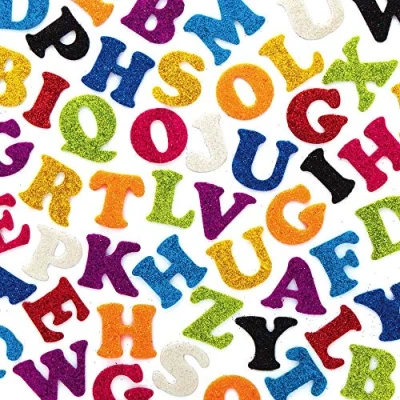 Image of Baker Ross AX360 Glitter Felt Self Adhesive Letters Pack of 500, Value Pack, Perfect for Children Home Work, Classroom Activities and Craft Group Projects