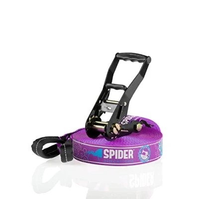 Image of SPIDER Slackline TKSA2 Kit Custom for Beginners and Experienced Slackliners Complete webbing Set Length 20m with 1xRatchet