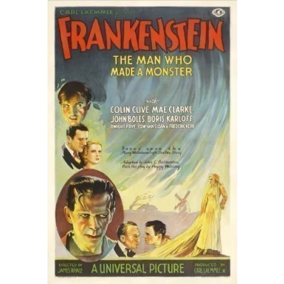 Image of FRANKENSTEIN ...Boris Karloff... Vintage 1931 Movie Poster A1 A2 A3 A4 Sizes (A4 Size [21 x 29cms])