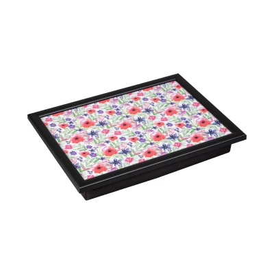 Image of Denby Watercolour Floral Lap Tray With Black Edge