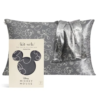 Image of Mickey/Minnie x Kitsch Satin Pillowcase with Zipper Softer Than Silk Pillow Cases for Hair &amp; Skin Cooling Covers Standard Size (Minnie Malist, 1 Pack)