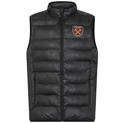 Image of West Ham United FC Official Gift Mens Padded Body Warmer Jacket Gilet Black Med