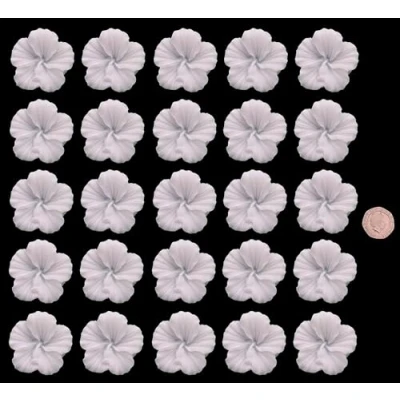 Image of 25 x Edible 3D Hibiscus Flowers icing toppers, cake cupcakes decorations (Bespoke)