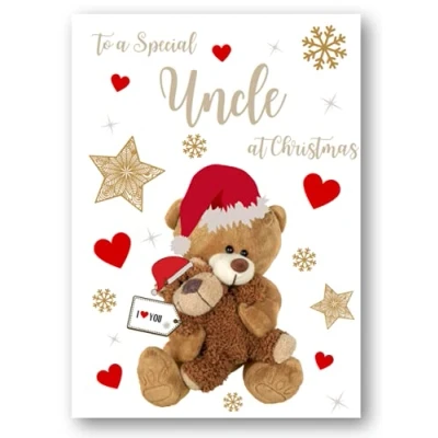 Image of Second Ave Uncle Bear Heart Christmas Xmas Holiday Festive Greetings Card