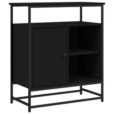 Image of vidaXL Engineered Wood Black Sideboard, Practical Storage Cabinet Cupboard with Adjustable Feet
