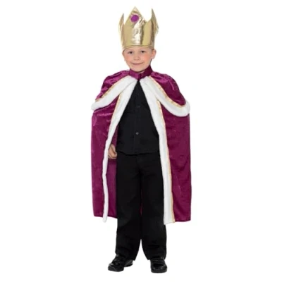 Image of Smiffys Kiddy King/Queen Costume, Purple, L Age 10 12 years