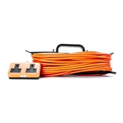 Image of Status 2 way Heavy Duty Extension Socket 25 Mtr Orange Lead Plug on H Frame
