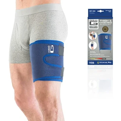 Image of Neo G Thigh Support Hamstring to Quadriceps and Muscles Compression Sleeve for Sprains, Strains, Pulled Muscles, Sports Injury Adjustable Class 1 Medical Device