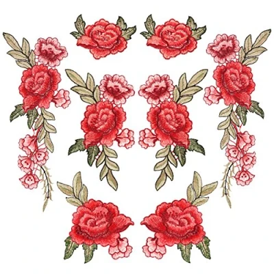 Image of Pangda 8 Pcs Embroidered Patch Flower Iron on Applique Rose Sew for Clothing Jean Bag Jacket Hat Art Craft
