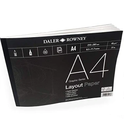 Image of Daler Rowney Layout Paper Pad 45gsm 80 Pages A4 Landscape