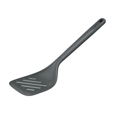 Image of Zyliss Slotted Cooking Turner, Sustainable Wheat Straw/Nylon, Spatula for Cooking, Non Stick, Heat Resistant Silicone Head, Beluga Grey, 31cm x 8cm, Dishwasher Safe, 5 Year Guarantee