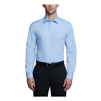 Image of Van Heusen Men&#039;s Dress Shirt Fitted Poplin Solid, Cameo Blue, 18&quot; Neck 34&quot; 35&quot; Sleeve