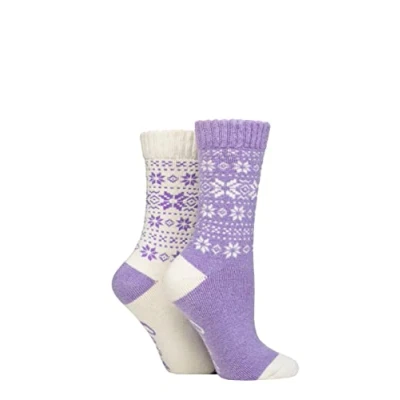 Image of Women&#039;s 2 Pair Jeep Wool Blend Thermal Performance Boot Socks Lilac / Cream 4 8