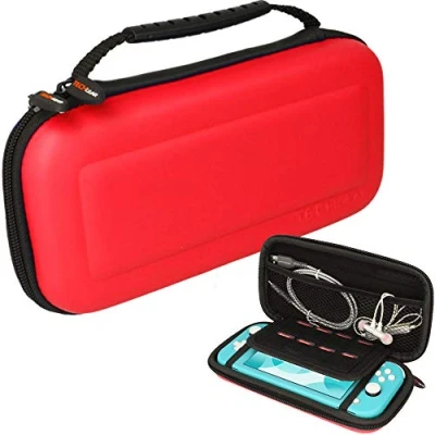 Image of TECHGEAR Switch Lite Case, Hard Protective Carry Travel &amp; Storage Case Cover Designed for Nintendo Lite, 8 Game Card Slots + Accessories RED