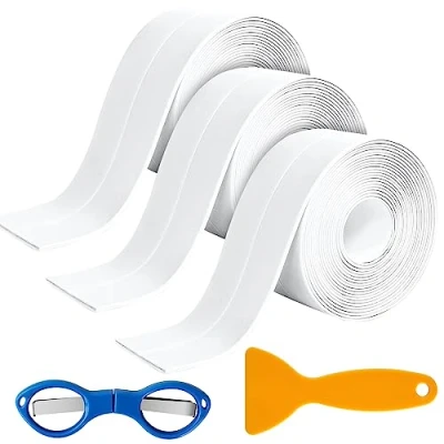 Image of Molkor Bath Sealant Strip Self Adhesive, 3 Rolls Bathroom Sealant, Caulk Tape, Waterproof Simple Seal Tape for Bathroom, Kitchen, Shower, Bathtub, Toilet, Wall Floor