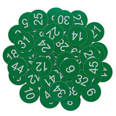 Image of Plastic Number Tags Engraved Numbered ID Key Without Hole (1 50, Green)