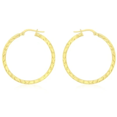 Image of Carissima Gold Women&#039;s 9 ct Yellow 30 mm Diamond Cut Creole Earrings