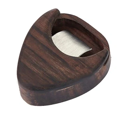 Image of Alomejor Guitar Pick Box Rose Wood Empty Holder Case Accessories