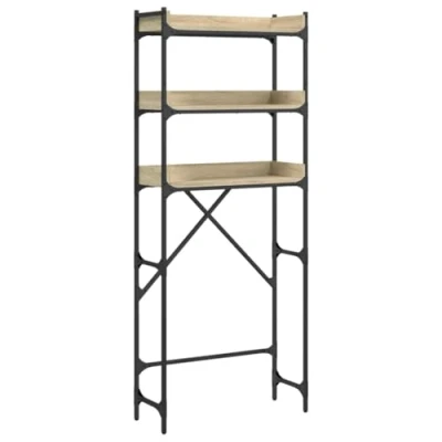 Image of vidaXL 3 Tier Washing Machine Shelf in Sonoma Oak Compact, Adjustable, Easy to Clean Bathroom and Laundry Room Storage Solution