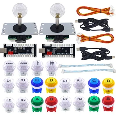 Image of SJ@JX Arcade Game DIY Kit 2 Player Zero Delay USB Encoder Button Joystick Controller for Retro Raspberry MAME Jamma NES PC Windows