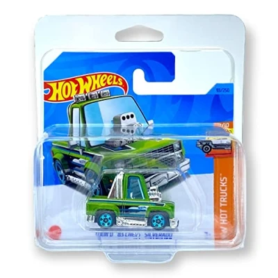 Image of Hot Wheels Toon&#039;d &#039;83 Chevy Silverado (Green) 1/10 HW Trucks 2023 93/250 (Short Card) COMES IN A KLAS CAR KEEPER PROTECTIVE COLLECTORS CASE HKH98