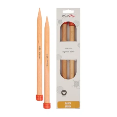 Image of KnitPro 35 cm x 15 mm Basix Single Pointed Needles, Birch