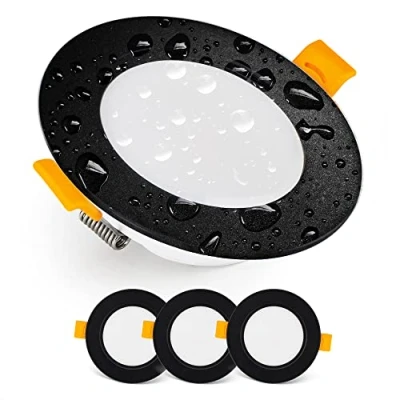 Image of EMOS LED Downlights for Ceiling, 5W/500 Lumens, Warm White 3000K IP54 Waterproof Spot Lights Bathroom etc. Set of 3 Recessed Ceiling Light, Black