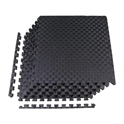 Image of BalanceFrom 1&quot; EXTRA Thick Puzzle Exercise Mat with EVA Foam Interlocking Tiles for MMA, Exercise, Gymnastics and Home Gym Protective Flooring (Black), 24 Square Feet
