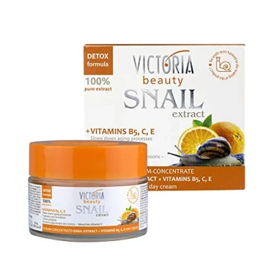 Image of Victoria Beauty Snail Cream with Vitamin C, E and B5 Illuminating Mucin Moisturiser Anti Wrinkle Face Day Dark Spot Remover for 100% Pure Organic Extract, 50ml