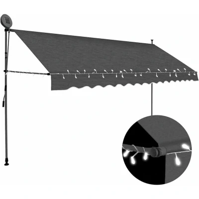 Image of vidaXL Manual Retractable Awning with LED 400 cm Anthracite