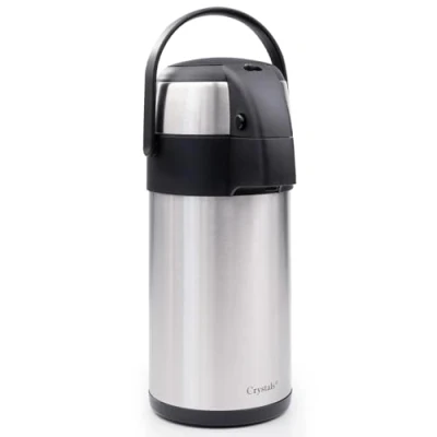 Image of 3L/5L Pump Action Air Pot Flask with Vacuum Insulated, Safety Lock &amp; Carry Handle for Drink, Tea Coffee by Crystals® (3L Flask)