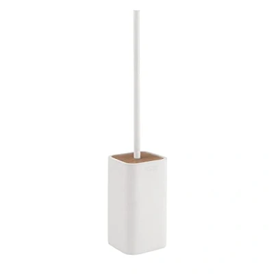 Image of Gedy Melbourne, Dimensions and Weight: 46.2 x 9.3 cm &amp; 0.8 kg, Toilet Made of Resin, White Bamboo Finish, Bathroom Brush Design by R&amp;S, 2 Year Warranty, Beech, Unica