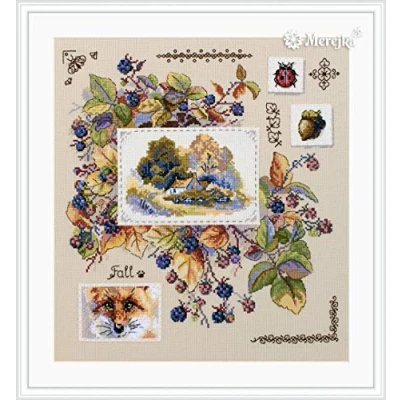 Image of Merejka K 131 Autumn View Counted Cross Stitch Kit, Cotton, Multi Colour, 30 x 32 cm