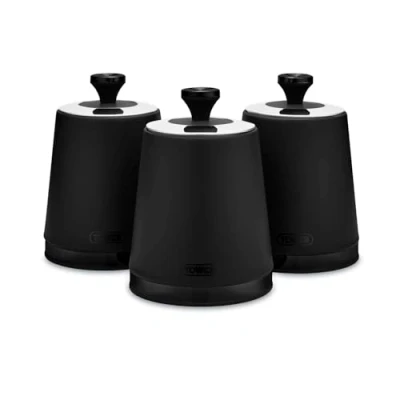 Image of Tower T826137BLK Sera Set of 3 Canisters Black with Smoked Trims, Stainless Steel