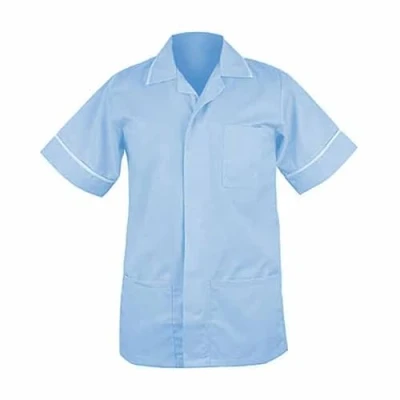 Image of Skywear Men&#039;s Medical Healthcare Tunic, Nurse Hospital Dentist Uniform, Sky Blue with White, 2XL