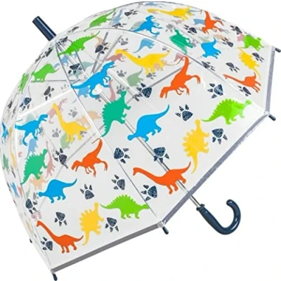 Image of Papootz Childrens Clear Bubble Dome Kids Umbrella Boys Girls Brolly School Travel
