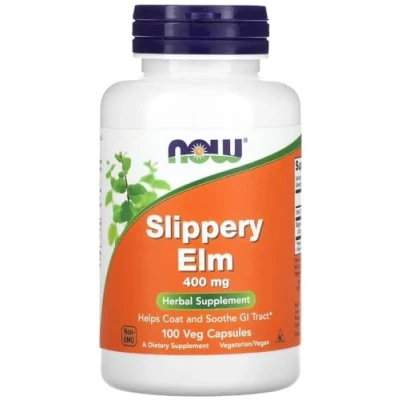 Image of Now Foods Slippery Elm 400mg Soothes Digestive Tract and Respiratory Health 100 Veg Capsules