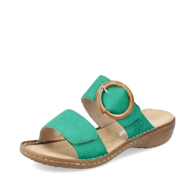 Image of Rieker 60894 52 Women&#039;s Chic Faux Buckle Antistress Fb Sandals (Green, UK 4)