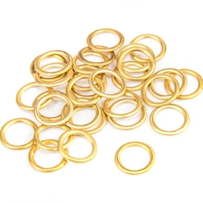Image of 20x Brass Hollow Palstic Rings 16mm Upholstery Curtain Pole Gliders (12mm Inner Diameter)