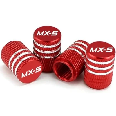Image of 4 Pieces Tyre Valve Caps for Mazda MX 5,Car Tire Caps,Dust Car Tyres,Wheel Caps,Valve Covers Replacement Accessories,Leak Proof,Red