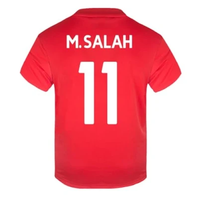 Image of Liverpool FC Boys Salah 11 Poly T Shirt Red White 6 7 Years