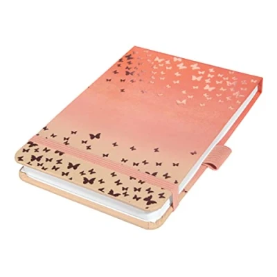 Image of SIGEL JN346 Jolie Notepad, Butterfly Confetti Peach, dotted (dot grid), 11 x 15,8 cm, hardcover, 158 pages, apricot