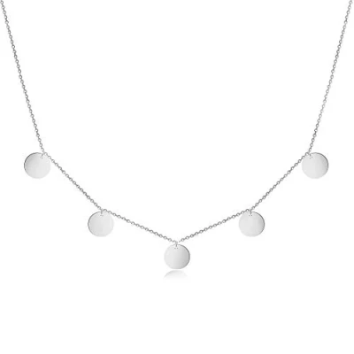 Image of GD GOOD.designs EST. 2015 Chain with platelets Silver for ladies Waterproof 5 Coin Necklace in 18K Gold or Rosegold Boho Jewellery Stainless Steel