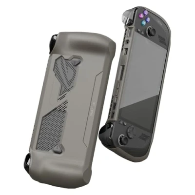Image of Skull &amp; Co. GripCase Ally for ROG X: A Soft Protective Case with Textured Grips Full Protection and Stand, Shock Absorption Non Slip Anti Scratch Cover Design Coyote Gray